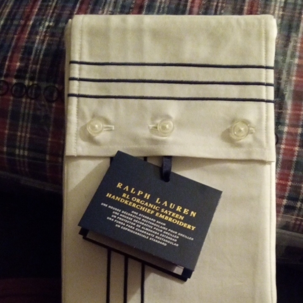 Ralph Lauren White Handkerchief with Navy Stripes